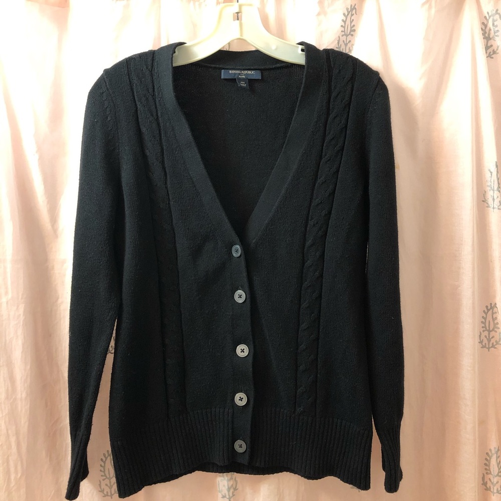 Banana Republic Black Cotton Cardigan PM